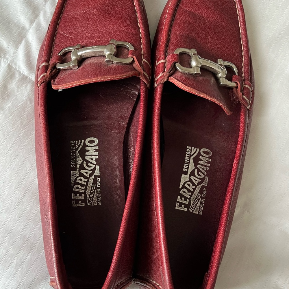 Salvatore Ferragamo Red Leather Loafers